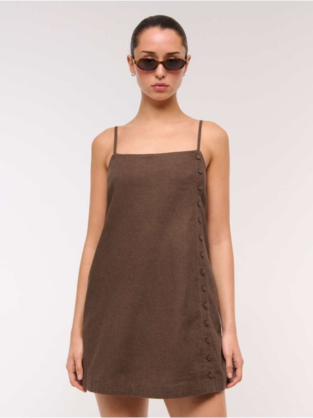 Abercrombie & Fitch Linen-Blend Button Skort